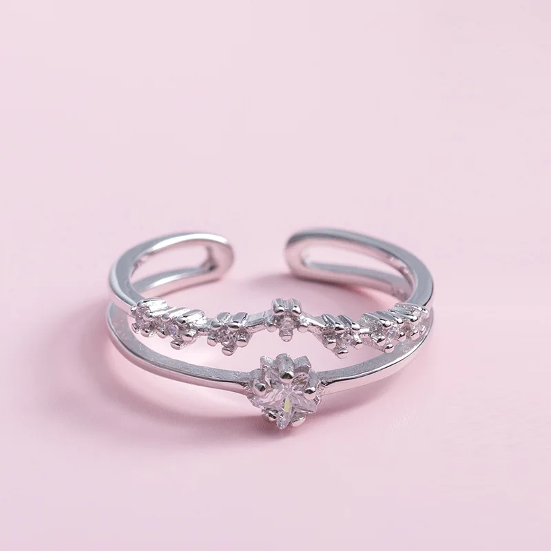 

925 Sterling Silver Simple Corolla Ring Women Creative Handmade Opening Jewelry Accessories Fashion Trend Birthday Gift