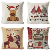 christmas decoration cushion cover cartoon elk santa cushion cover christmas pillow case linen decoration pillow home decoration