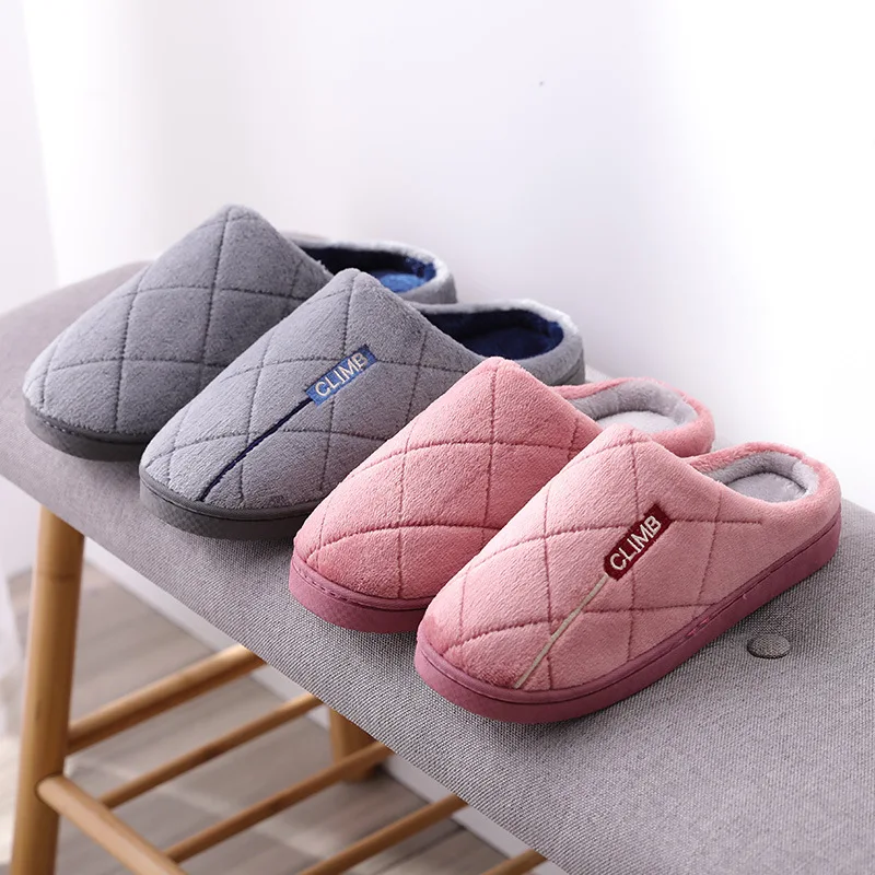 Женские зимние теплые Нескользящие замшевые меховые тапочки для мужчин и женщин