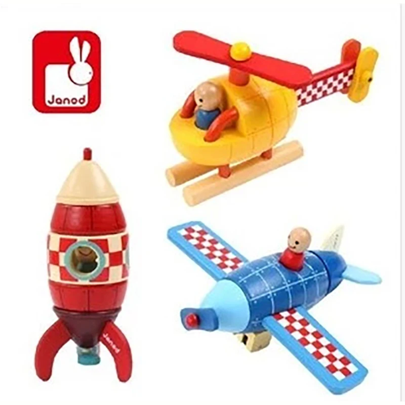 

Magnetic disassembly model color airplane rocket helicopter children's hands-on educational wooden DIY assembly toys