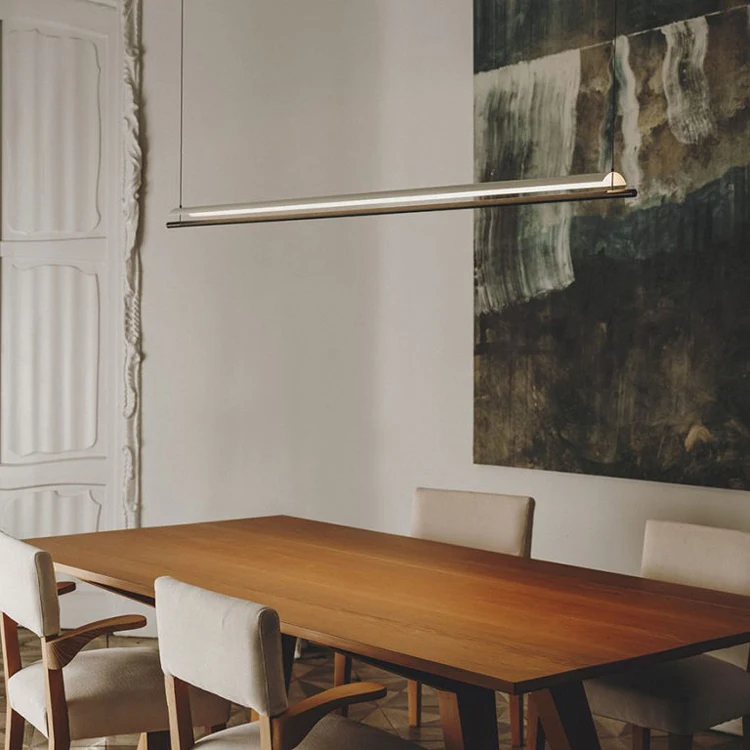 저렴한 라이트 럭셔리 포스트 모던 미니멀리스트 북유럽 라인 샹들리에 레스토랑 바 사무실 긴 샹들리에