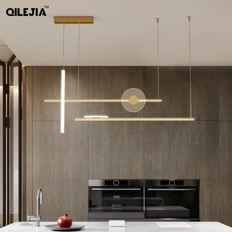 

Новые золотистые и черные подвесные светильники для столовой, спальни, кухни, современсветодиодный железные акриловые лампы, комнатное освещение, AC90-260V