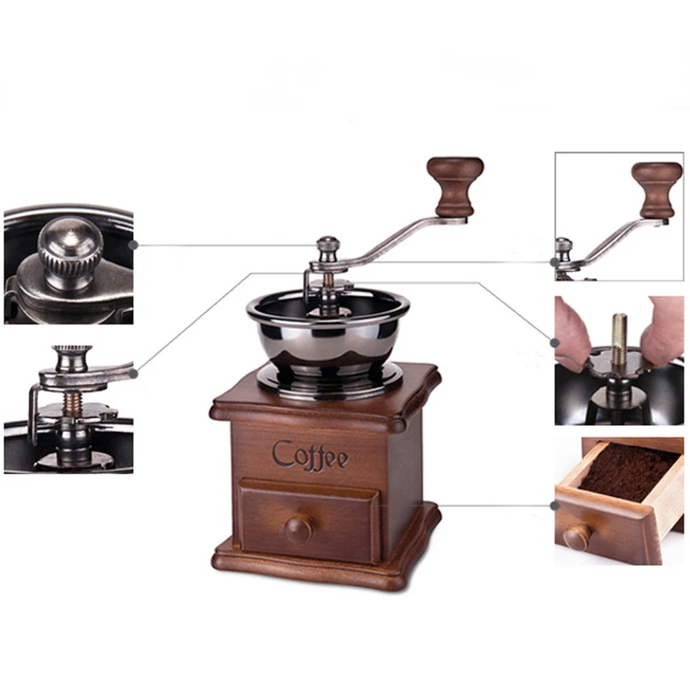 Кофемолка ручная кофемолка зерношлифовальная машина деревянная машина|Ручные