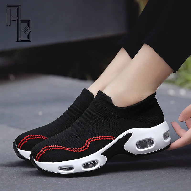 

2021 Women Fashion Shoes Woman Flat Casual Shoes Slip on Soft Tenis for Women Mesh Sock Breathable Sneakers Zapatos De Mujer