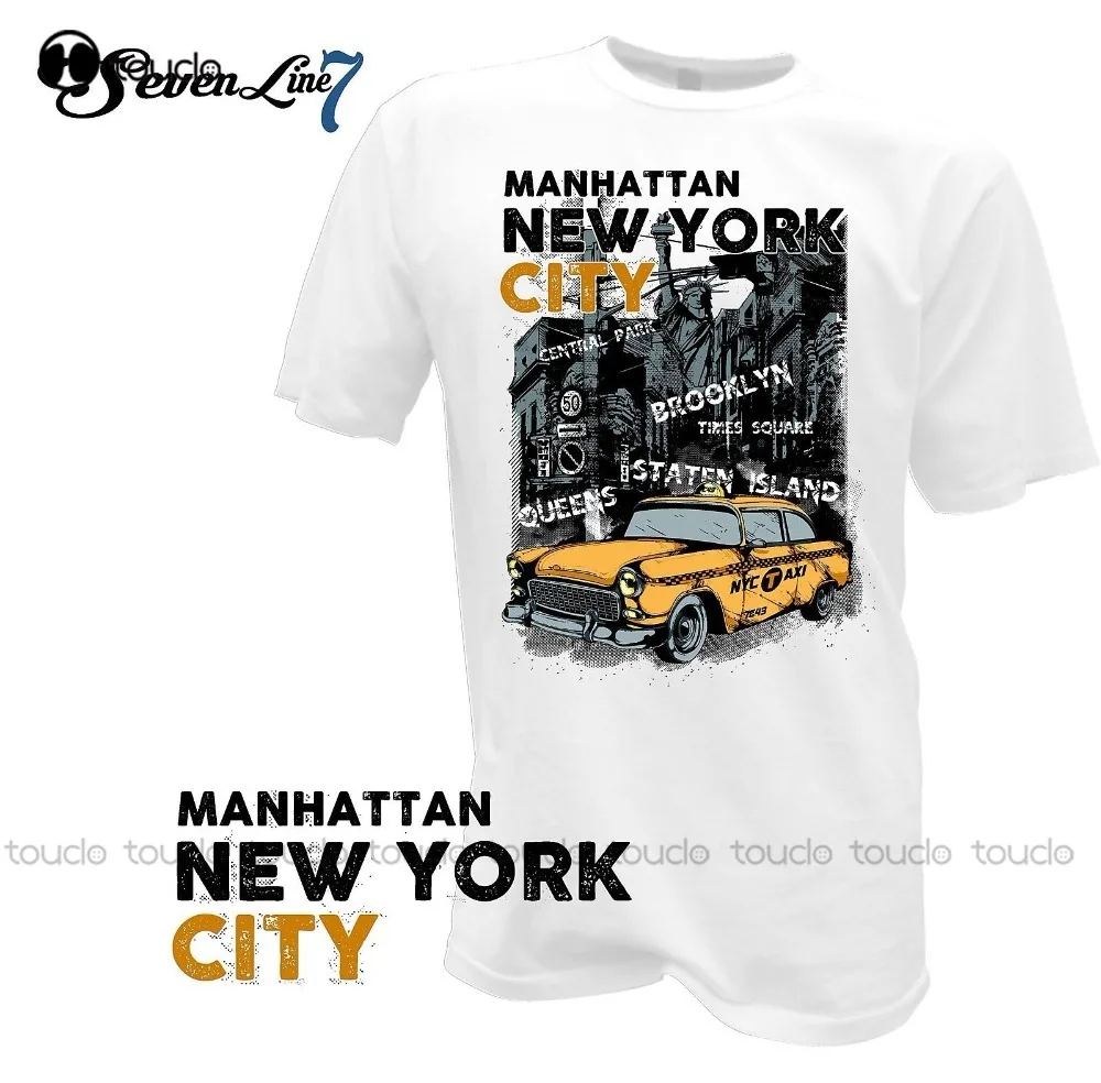 

Модная популярная футболка такси, Манхэттен, ретро, Бруклин, США, винтажная желтая Кепка, футболка на заказ, подростковая, унисекс, модная, за...