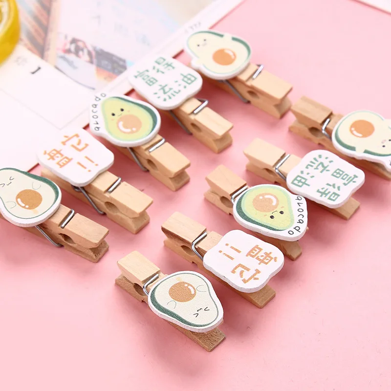 10 шт./компл. цветной деревянный зажим Рождественский Декор милый авокадо кролик