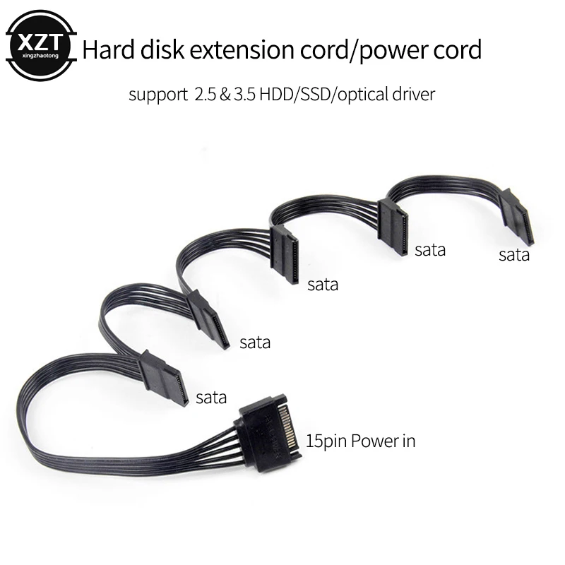 Новинка SATA 15Pin M 1 к 5 F блок питания для жесткого диска разветвитель кабель Шнур DIY