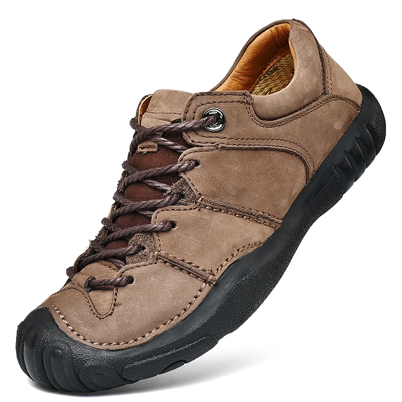 Мужские повседневные туфли из натуральной кожи мягкие Нескользящие на плоской