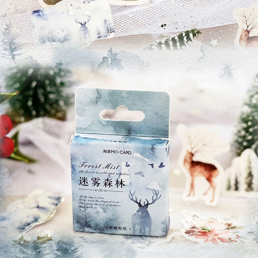 46 шт./упак. натуральный лес туман декоративные Бумага Стикеры Скрап съемное