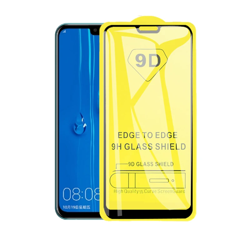 Only Black FrontFilm 2-в-1 9D объектив Защитная Стекло для huawei Y9 закаленное Стекло Экран Защитная пленка для huawei Y9 Камера защитная пленка huwai Y 9 защитное стекло - Цвет: Only Black FrontFilm