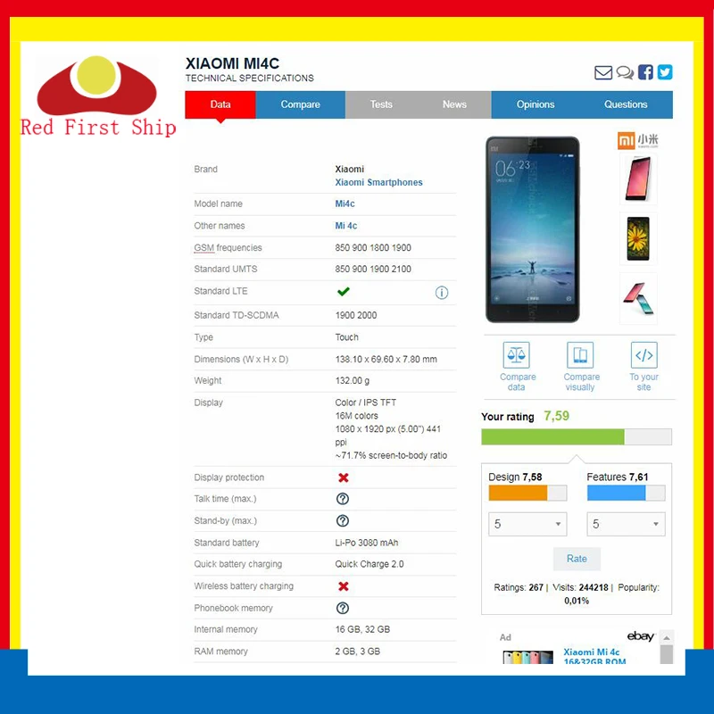 Сенсорный экран для Xiaomi Mi 4C 10 шт./лот сенсорная панель дигитайзер сенсор переднее