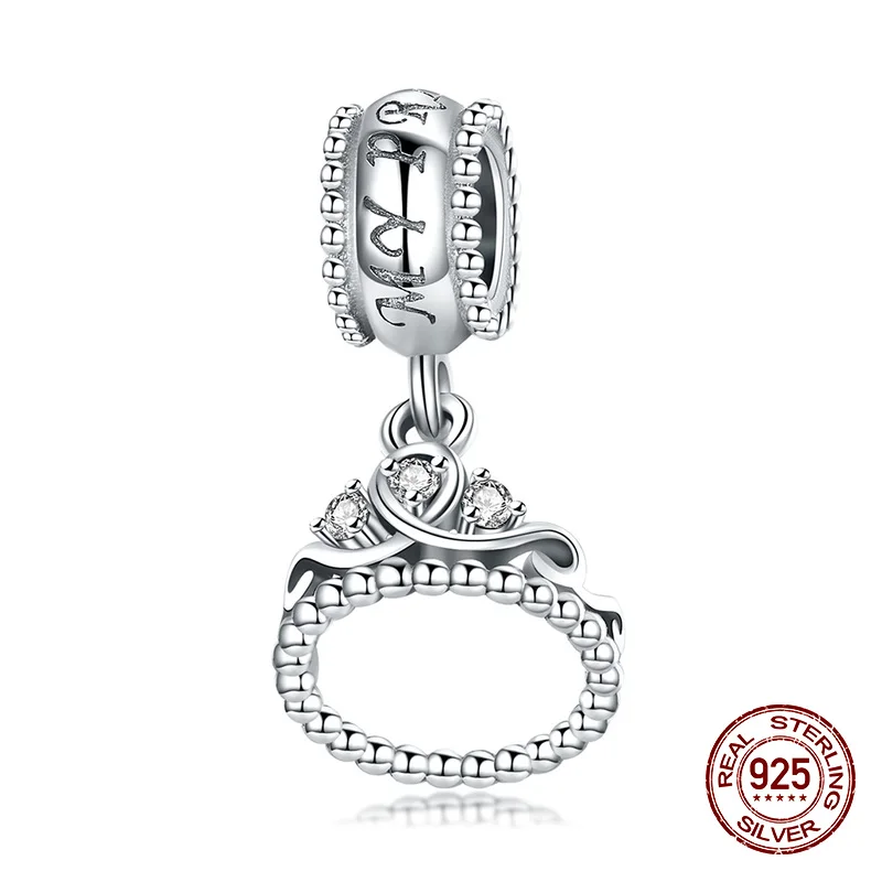 100% Стерлинговое Серебро 925 пробы ожерелье с короной принцессы кулон подходит для