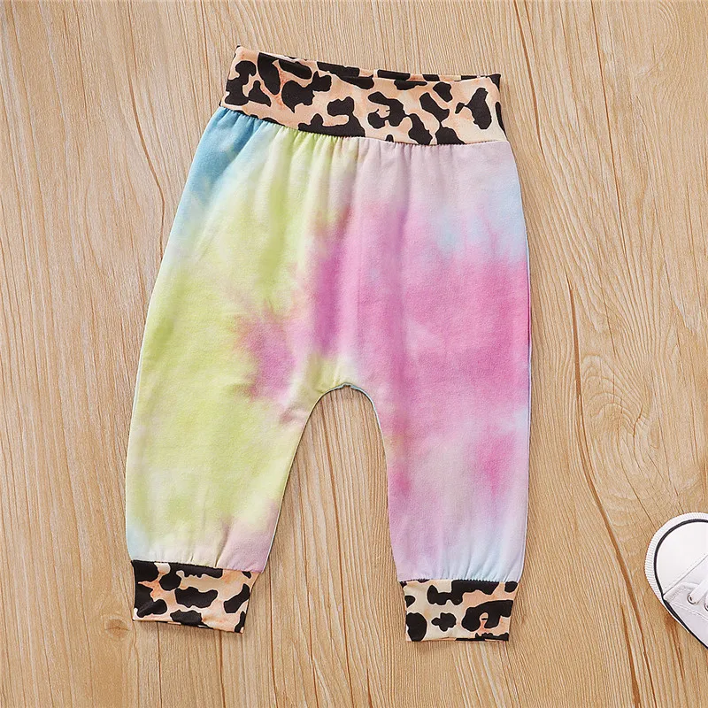 

Casual Kids Clothes Outfits Spring Autumn Baby Tie-dye Clothes Sets Leopard Pocket Long Sleeve Tops+Pants Baby Boys Girls Set