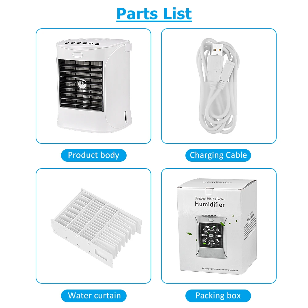 Мини кондиционер воздушный портативный с 7 подсветками и USB портом|Сувениры для