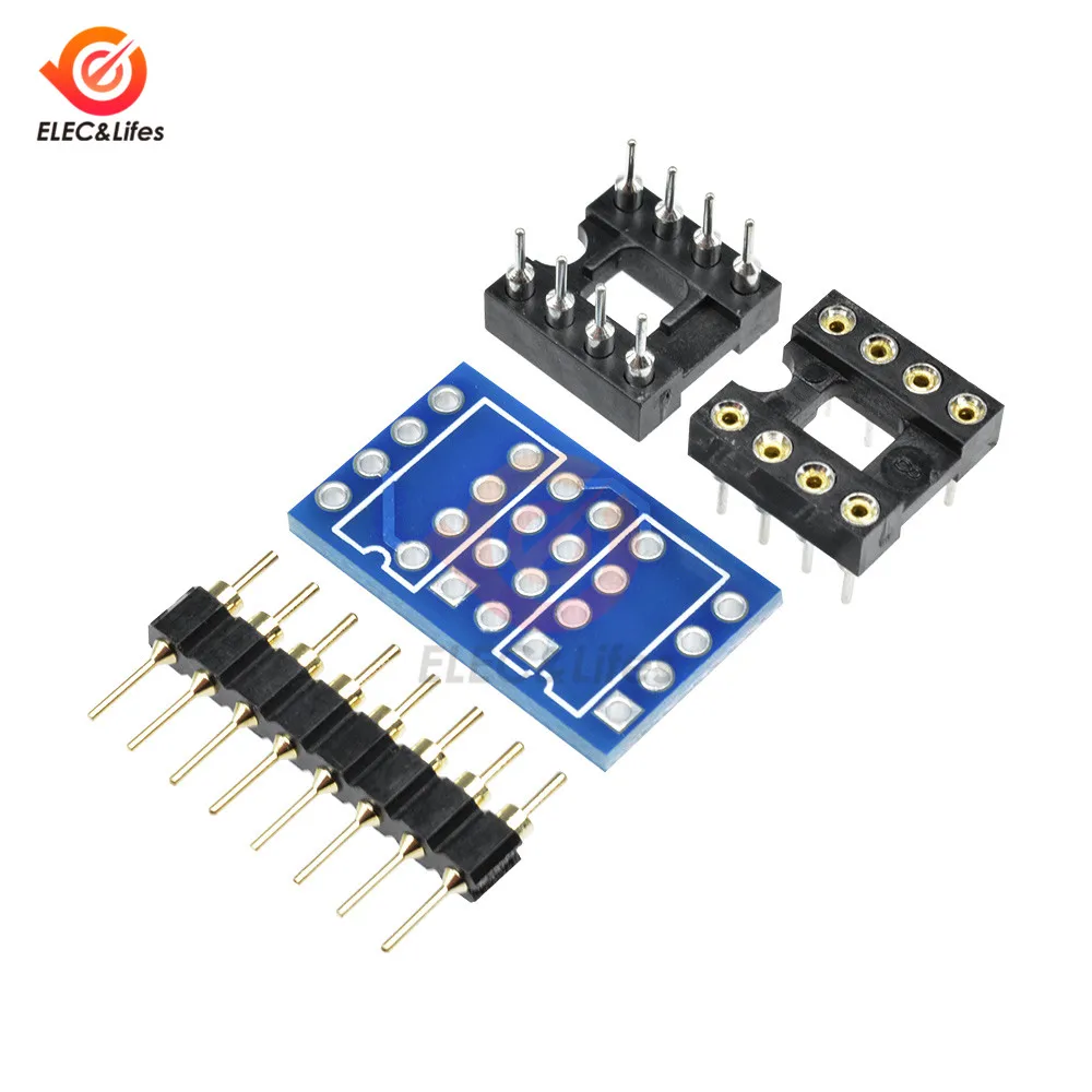 

Двойная плата PCB DIP8-DIP8 Mono Opamp + контактный разъем + розетка для NE5532 OPA2132 OPA627 TL072 P07