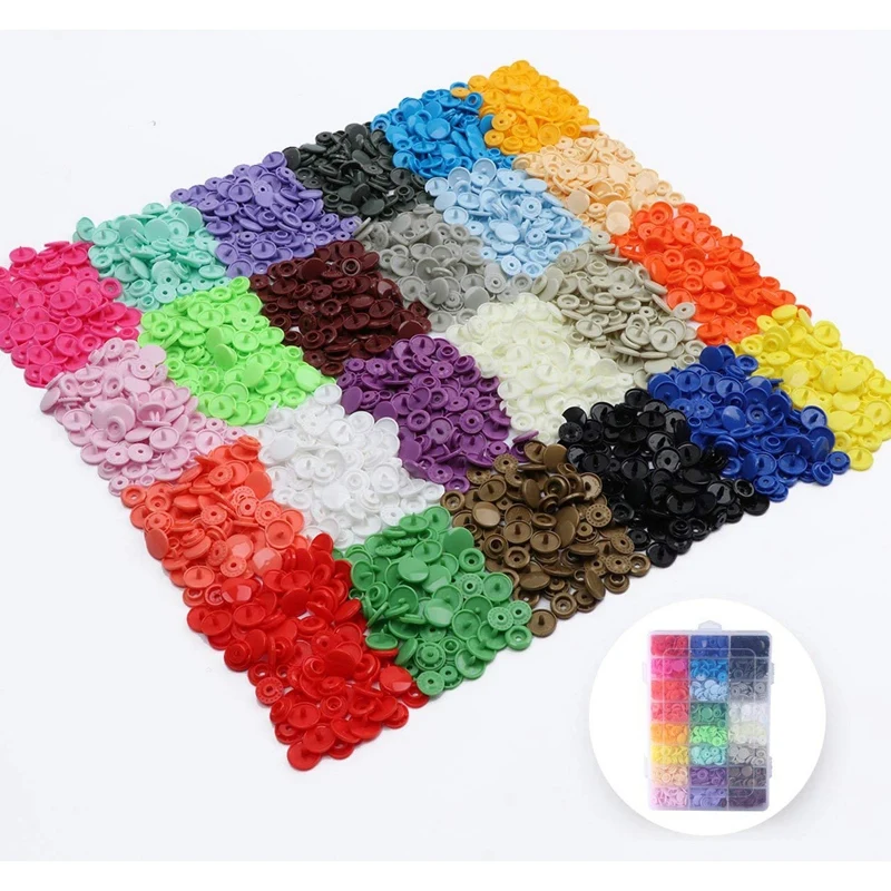 

408 Sets Plastic Snap Buttons, No-Sew T5 Snaps with Organizer Storage Case for Bibs Diapers Crafts