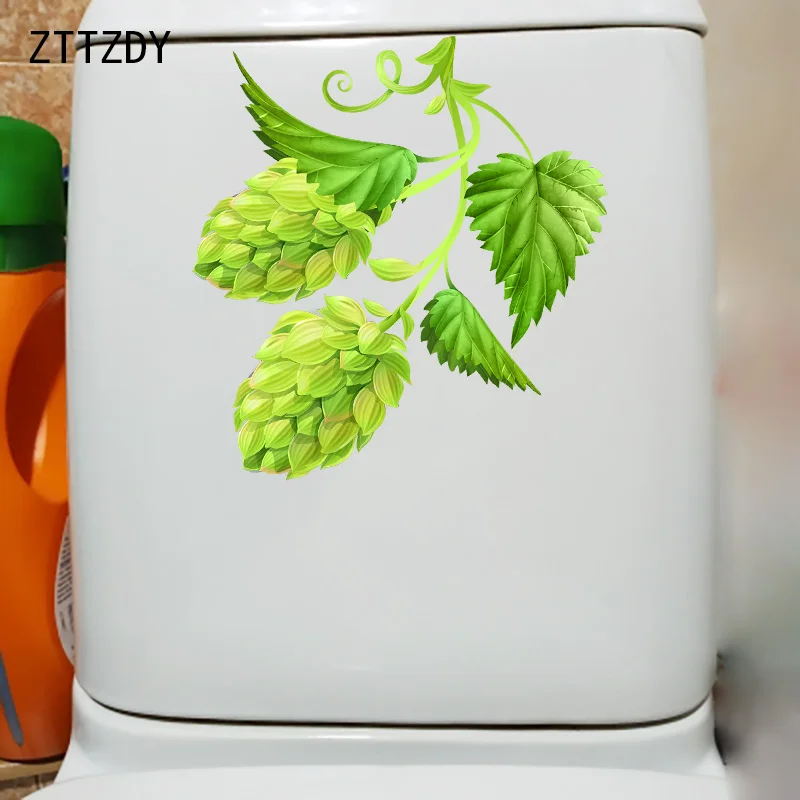 

ZTTZDY 22,8 × 22,3 см Симпатичный зелёный сосновые шишки Ванная комната Туалет наклейки Творческий дом Комнаты Настенный декор T6-0207