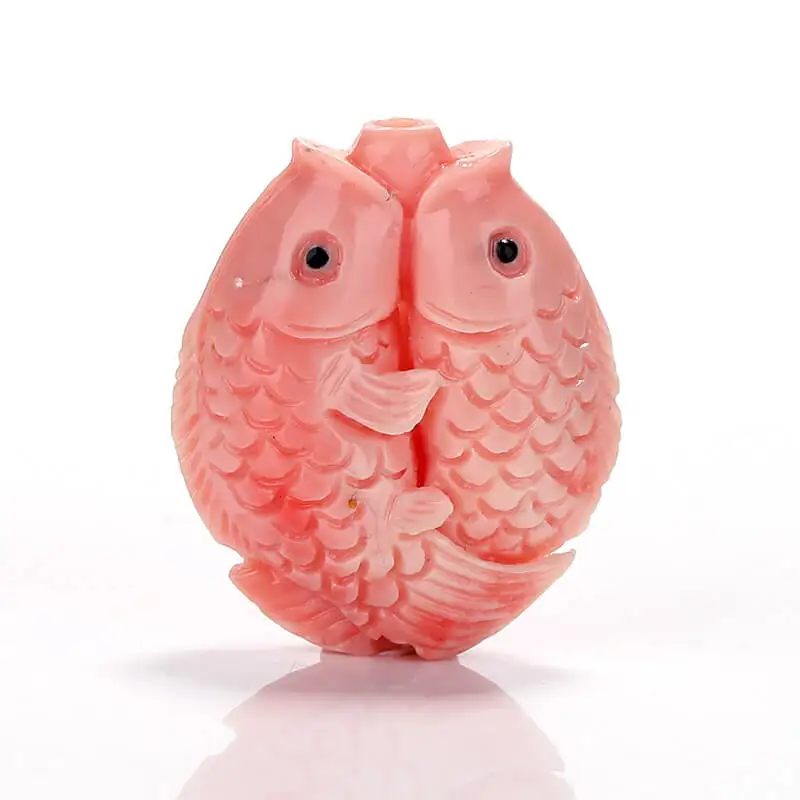 Новое поступление розовая ракушка резная рыба подвеска из бисера 27x24x11 мм