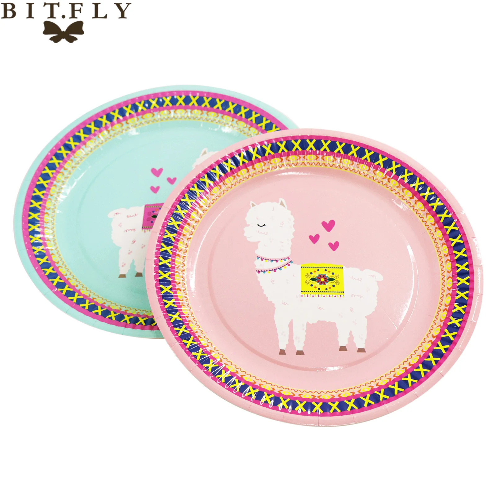 Набор столовой посуды с мультяшной ламой и альпакой бумажные одноразовые
