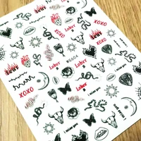 newest wg 604 flower and snake 3d line circle 3d nail art sticker decal stamping back gule diy nail decoration tips