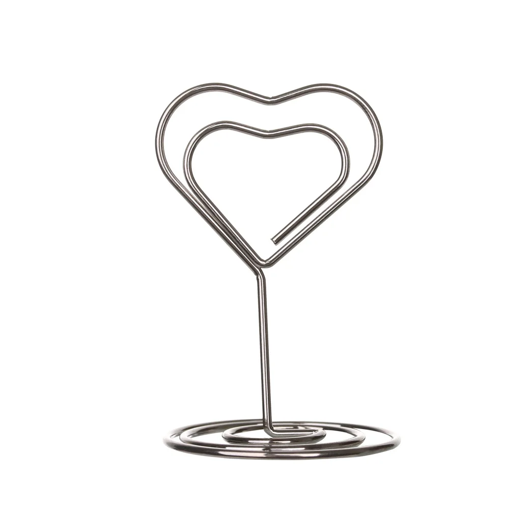 Heart - silver 1 предмет красивые Свадебная вечеринка настольное украшение металлический держатель карточки с именем гостя Романтический алмаз в форме сердца фото клип стол номер настольной подставкой - Цвет: Heart - silver