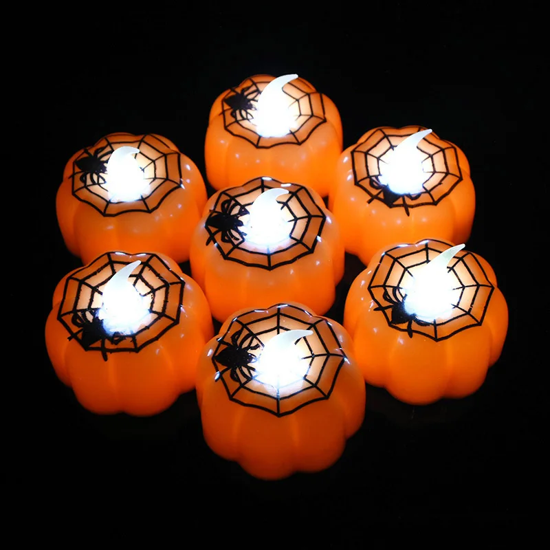 1шт Малых тыквы LED Night Light Хэллоуин украшение Prop Мерцание беспламенной свеча лампа
