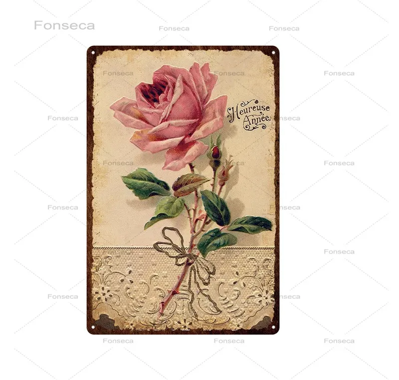 Металлический постер с цветами табличкой винтажный металлический знак в виде