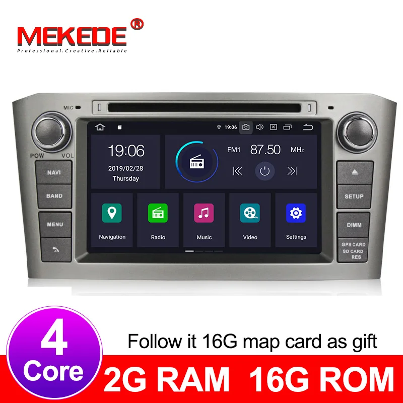 Android 9 0 8 ядерный 4G ram 64G rom автомобильный DVD мультимедийный плеер для TOYOTA AVENSIS 2005-2007