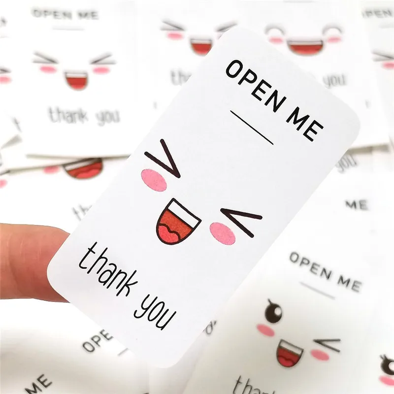 

100pcs/lot Kawaii Open Me Sticker for Gift Packing Baking Packaging Wholesale Small Business Thank You Sealed Label Stickers