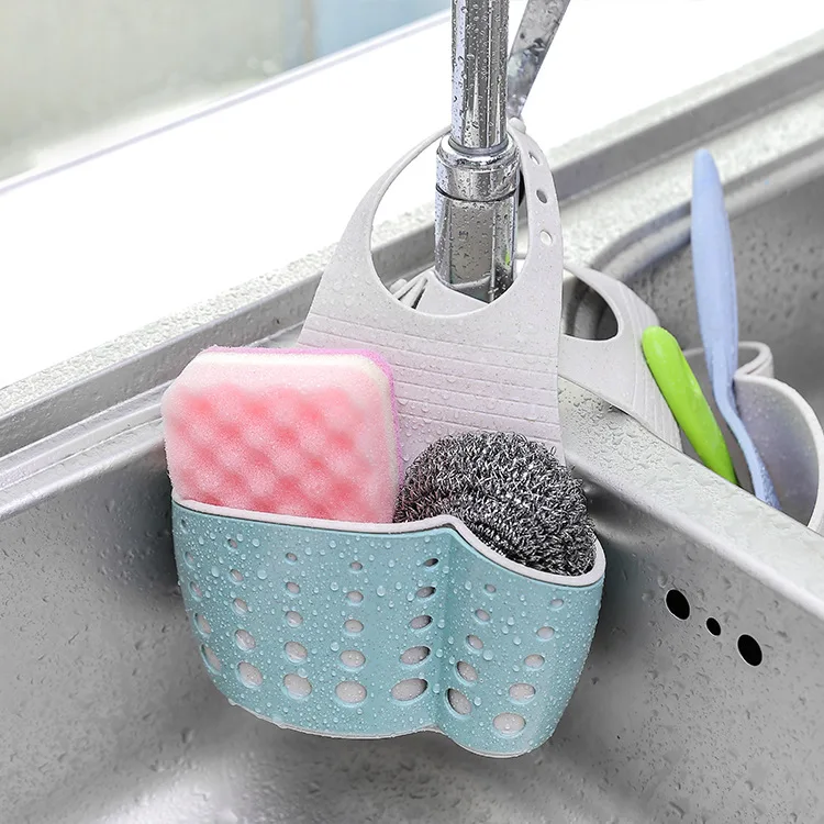 

Double-layer Kitchen Shelf Adjustable Snap-on Plastic Sink Storage Hanging Bag Portable Kitchen Shelf Faucet Sponge Drain Rack