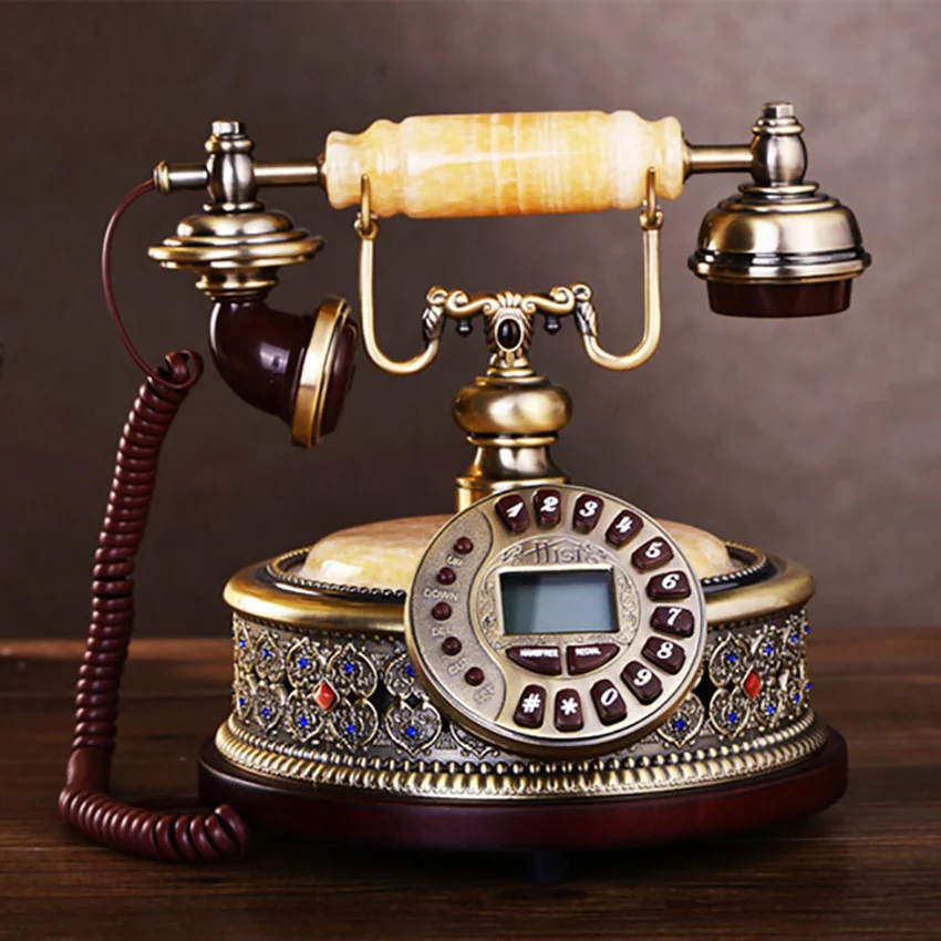 

Yellow Jade Antique Landline Phone Home Telephone with Rhinestones, DTMF/FSK Caller ID, 16 Ringtones, Adjustable LCD Brightness