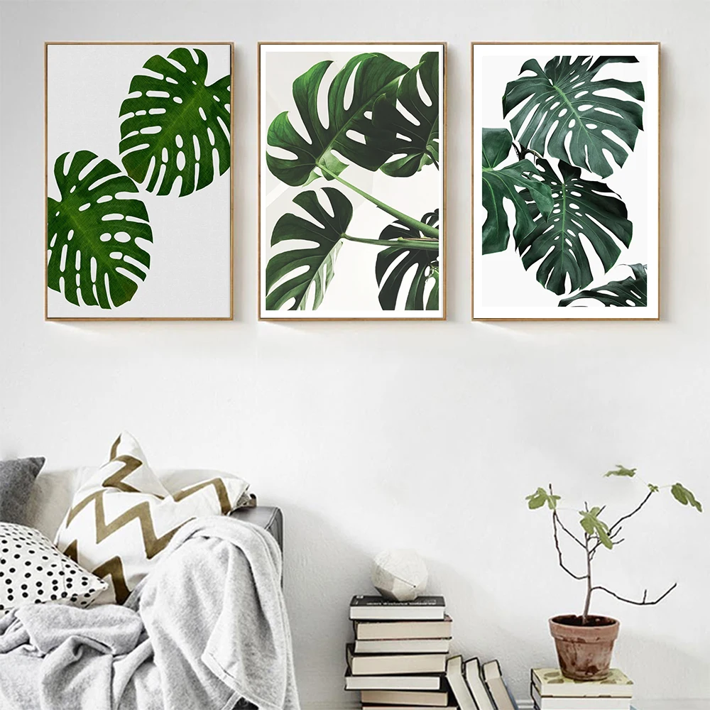 

Scandinavian Style Poster Art Canvas Painting Monstera Leaves Photo Wall Pictures for Living Room Nordic Home Decor Painting