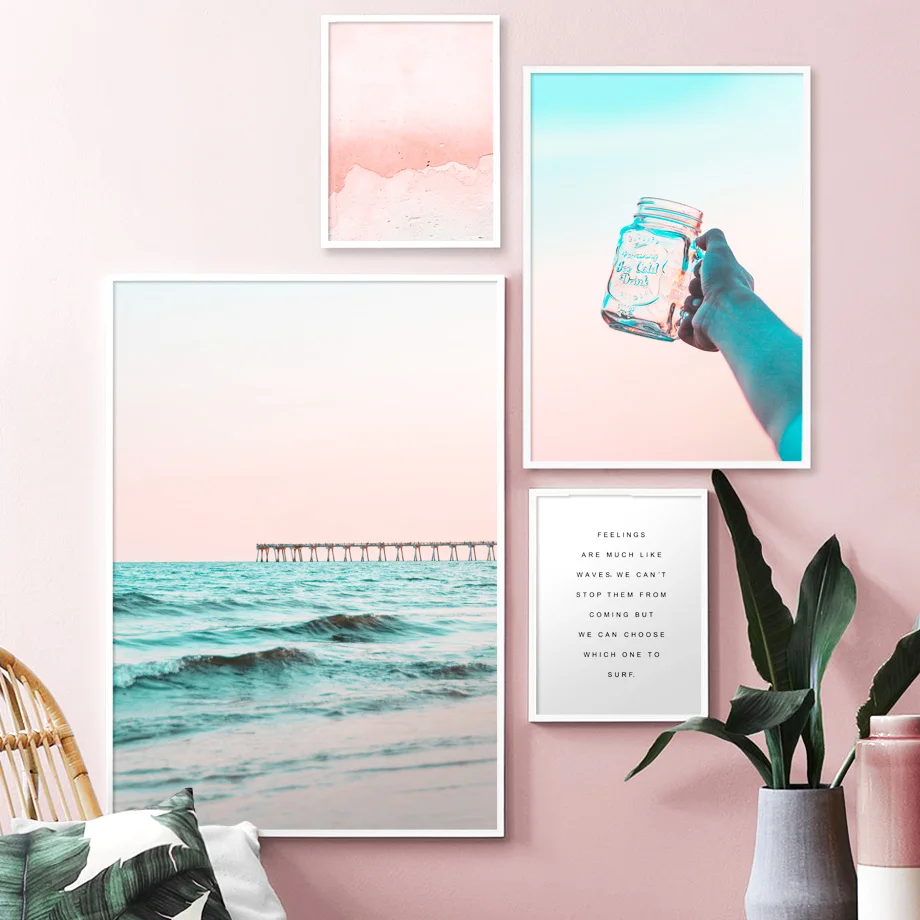 Шор пляж волна чашка морской воды стены Художественная печать холст живопись