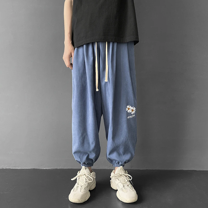 Джоггеры мужские и женские с эластичным поясом тонкие укороченные брюки модные