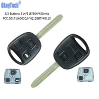 okeytech remote control car key for toyota yaris 2 3 buttons 304314315433mhz rubber button pad fob blank toy47 uncut blade