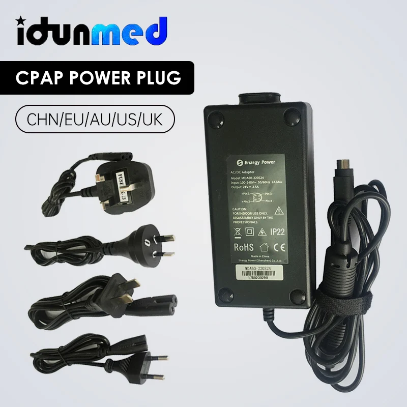 Idunmed DC 24V Power Adapter Plug For BMC GII G2S CPAP/APAP/BPAP Machine Accessories