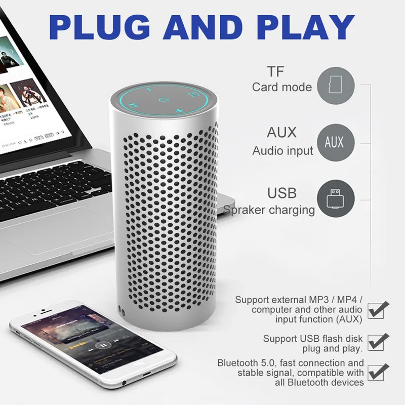 

50W High Power Bluetooth Speaker Outdoor Subwoofer Portable Wireless Sound Column TWS Stereo Audio with Microphone caixa de som