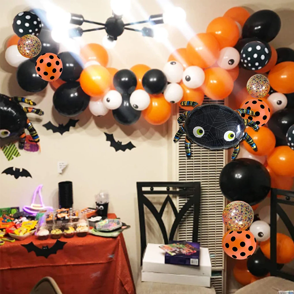 Guirnalda de globos para decoraci&oacute;n de Halloween, pegatina de murci&eacute;lago 3D, telara&ntilde;a, globos para fiesta de Halloween, suministros decorativos para interiores y el hogar, triangulaci&oacute;n de env&iacute;os-0