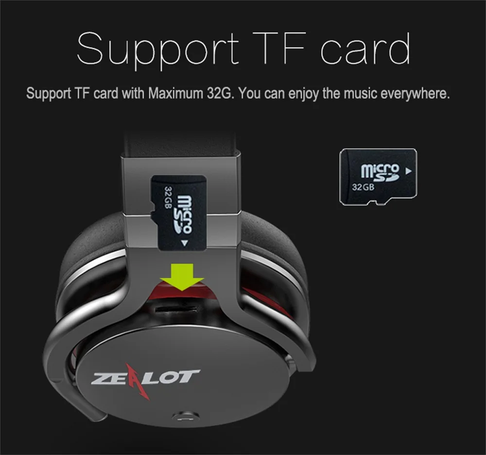 ZEALOT B5 Bluetooth стерео наушники с микрофоном беспроводная гарнитура на ухо для мобильных телефонов компьютерная поддержка TF карта