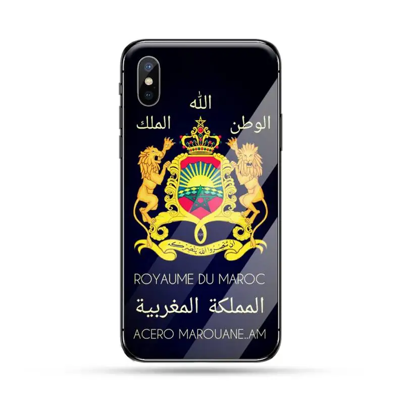 

Morocco Flag Coat Of Arms Symbol Phone Case Tempered glass For iphone 5C 6 6S 7 8 plus X XS XR 11 PRO MAX