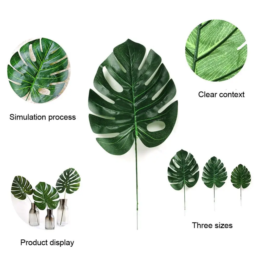 

2Pcs Artificial Tropical Monstera Leaves Wedding Party Home Table Decoration