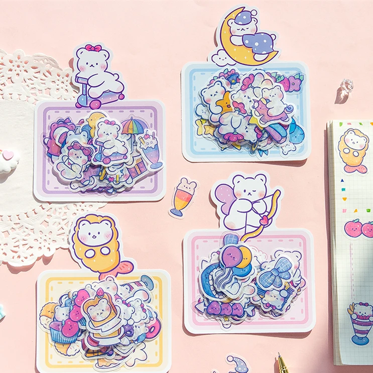 40 шт./компл. милые наклейки в виде животных для дневника скрапбукинга