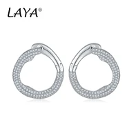 925 sterling silver high quality circle clear cubic zircon earrings for womens engagement party fashion luxury jewelry gift