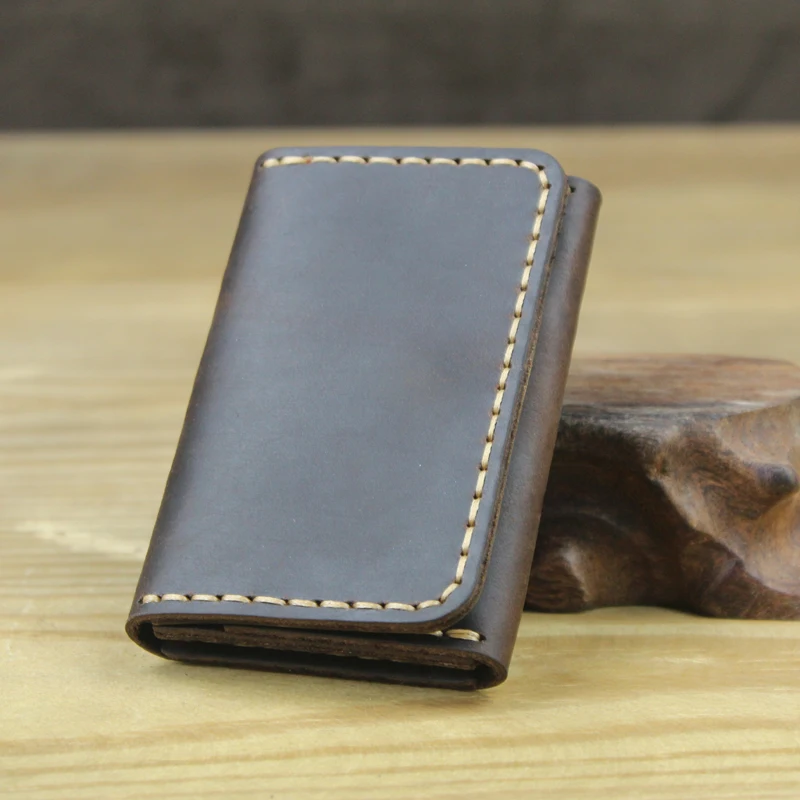Handmade Genuine Leather Card Wallet Leather Card Holder Men small Purse Credit ID card Holder Women Business Card case MC-412 2