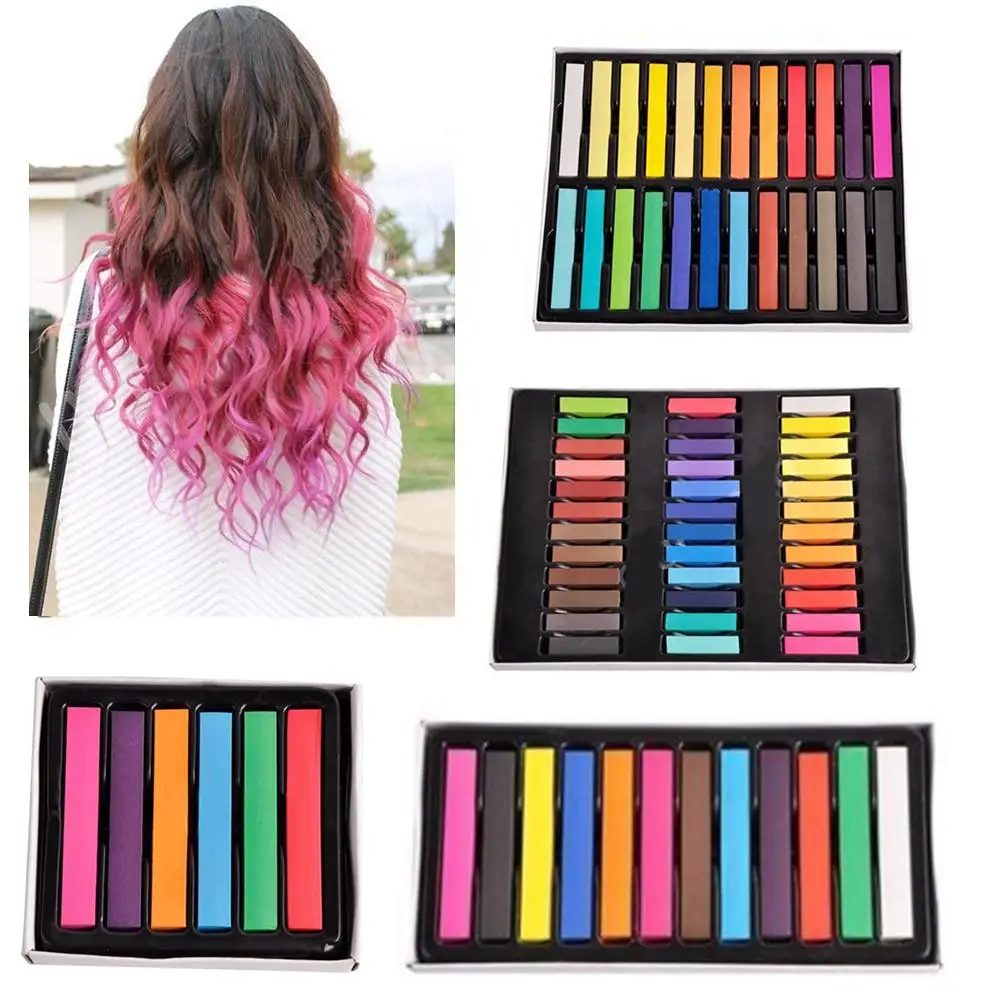 

6/12/24/36 Color Salon Hair Temporary Chalk Dye Colour Kit Non-toxic Pastels