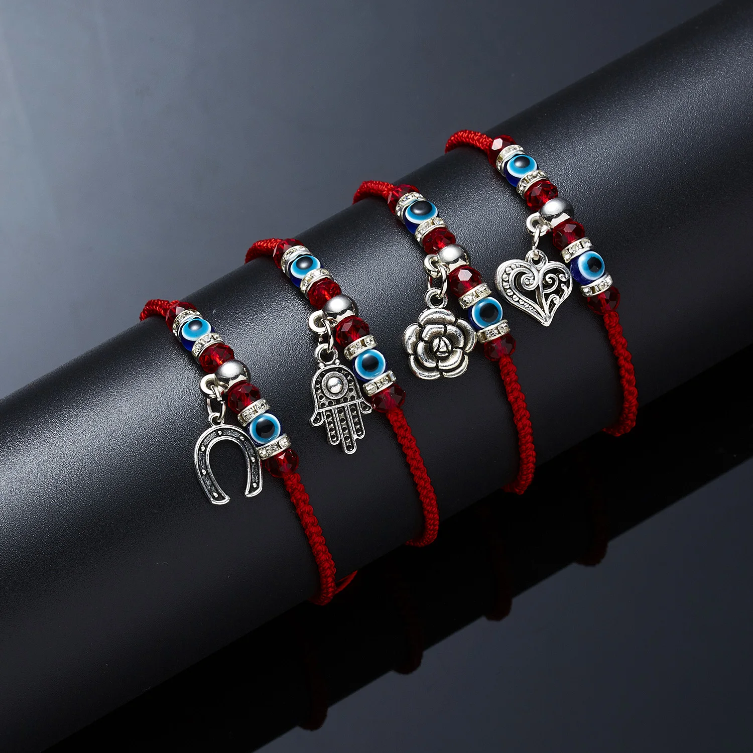 Lucky Eye Blue Evil Eye Charms Bracelet Red String Thread Rope Couple Friendship Bracelet Women Men Handmade Wish Jewelry Gift