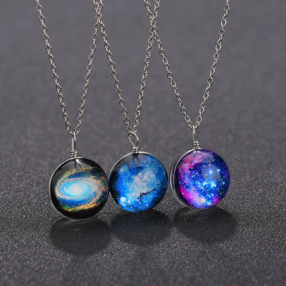 Двустороннее ожерелье с подвеской в виде вселенной и планеты|Ожерелья подвеской|