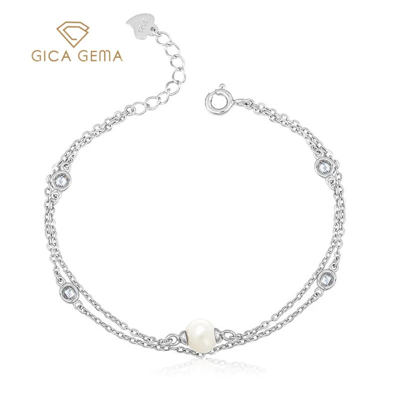 

GICA GEMA Classic 925 Sterling Silver Freshwater Pearl Bracelet for women Fine Jewelry wholesale