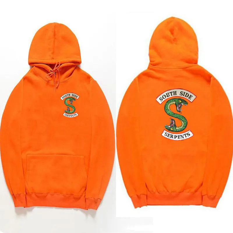 Orange-BK029 Южная сторона Serpents толстовка с капюшоном модный принт ривердейл толстовки женские уличный сверхразмерный Casaco Feminino пуловер Толстовка Sweatshirt - Цвет: Orange-BK029