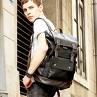 Рюкзак мужской из экокожи с защитой от кражи, большой дорожный ранец для ноутбука, черная сумка для мальчиков, школьный деловой портфель на ремне